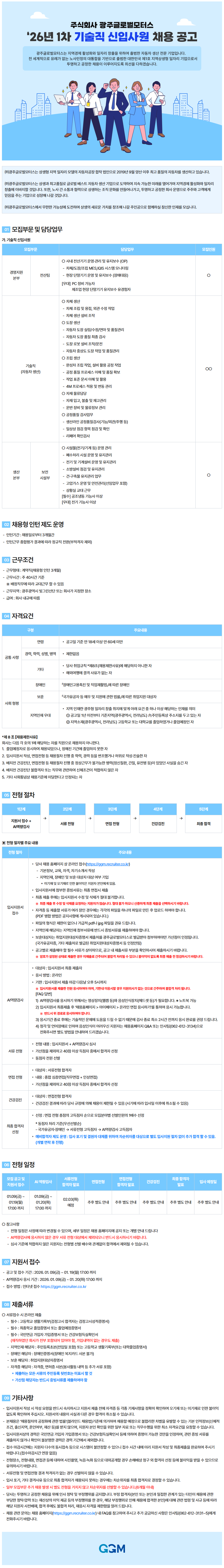 [광주글로벌모터스] '26년 1차 상생인재(생산본부) 채용(신입/채용형인턴) (~01/19) 1번째 파일 - 자세한 내용은 본문 참조